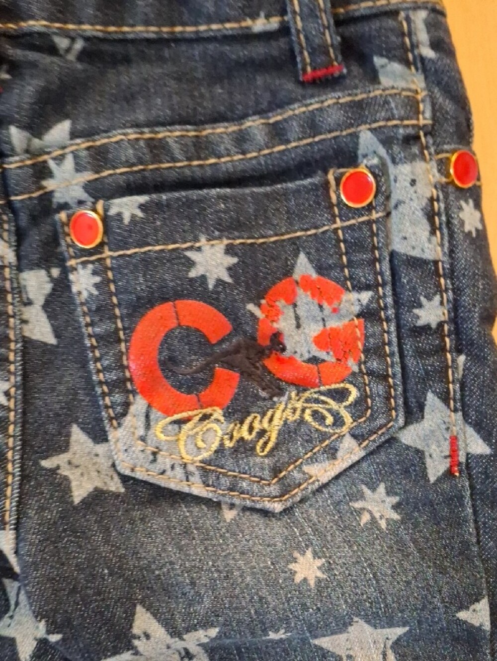 COOGI Star Print Kids Blue Denim Jean Shorts Size 12m - Picture 7 of 10